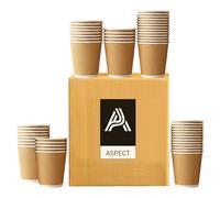 Aspect Ripple, Paper Coffee Cups, Triple Wall Insulated Disposable, Brown Kraft, 8oz Pack of 50 for Takeaway, Hot and Cold Drinks