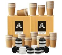 Aspect Takeaway Coffee Cups with Lids, 100 Cupsx8oz (240ml), Disposable Insulated Triple Wall Ripple Kraft Paper Coffee Cups with Lids For Takeaway Coffee,Hot & Cold Drinks(Brown, Lid Colour May Vary)