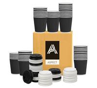 Aspect Takeaway Coffee Cups with Lids, 50 Cupsx8oz (240ml), Disposable Insulated Triple Wall Ripple Kraft Paper Coffee Cups with Lids for Takeaway Coffee,Hot & Cold Drinks(Black, Lid Colour May Vary)