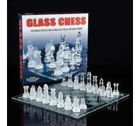 Aspect Traditional Glass Chess Set 32 Pieces with Transparent Board Clear 1 Set 35 x 35 cm LDA01L