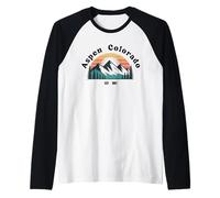 Aspen Colorado, Established 1881 Skiers Paradise Skiing Gift Raglan Baseball Tee