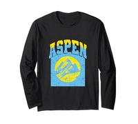 Aspen Colorado Retro Mountain Vintage Skiing Hiking Travel Long Sleeve T-Shirt