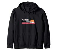 Aspen Colorado Vintage Sunset Mountain Retro Ski 70s 80s Zip Hoodie