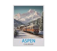 Aspen Colorado Vintage Travel Poster，Jigsaws Puzzles 1000 Pieces Classic Jigsaws Educational Games Toys，Best Gift for Adults and Kids（38x26cm）-I93