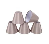 Aspen Creative 32002-5A, Empire Clip-On Chandelier Lamp Shade, Taupe, 3" Top x 6" Bottom x 5" Slant Height, Set of 5