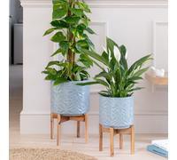 Aspen Flower Dusty Blue Planter H34cm D22cm Ivyline Blue One Size