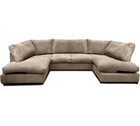 Aspen Full Back 6 Seater U Shaped Corner Jumbo Cord Fabric Sofa Furniture 786 Camel One Size