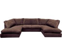 Aspen Full Back 6 Seater U Shaped Corner Jumbo Cord Fabric Sofa Furniture 786 Chocolate One Size