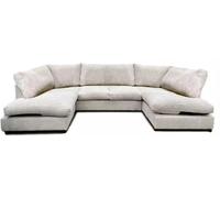 Aspen Full Back 6 Seater U Shaped Corner Jumbo Cord Fabric Sofa Furniture 786 Ivory One Size