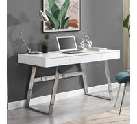 aspen high gloss laptop desk with 3 drawers in white