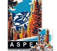 Aspen in Orange And Blue Jigsaw Puzzles for Adults 1000 Pieces,Challenging To Complete But Fun And Humorous with Matching Poster And Trivia Sheet 38x26cm