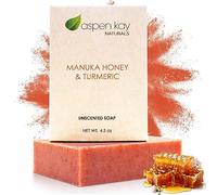 Aspen Kay Naturals Manuka Turmeric Honey Soap for Body and Face, Made in USA with Natural and Organic Ingredients - G