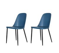 Core Products Aspen Duo Chair Blue Plastic Seat with Black Metal Legs Pair, Blue