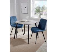 Aspen Pair of Diamond Stitch Cord Fabric Dining Chair Black