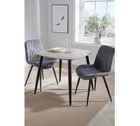 Aspen Pair of Diamond Stitch Cord Fabric Dining Chair Black