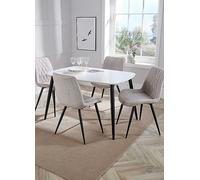 Aspen Pair of Diamond Stitch Cord Fabric Dining Chair Black
