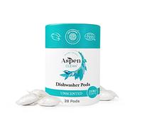 AspenClean Unscented Dishwasher Pods , 28 Count, Zero Plastic, Plant-Based Natural Dishwasher Detergent Pacs - Powerful Eco-Friendly, Pet & Baby Safe, EWG Verified™ & A Rated