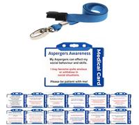 Asperger’s Syndrome Hidden Disability Awareness Card from Quantum Leap - Durable Printed Plastic ID with Blue Lanyard & Holder, Autism & Medical Alert Badge