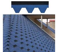Asphalt Roofing Shingles 100X32.5CM Blue Waterproof Roofing Tiles with Hot Melt Adhesive Layer for Storage Shed Residential Sunrooms Gazebos Terraces Garage Roof Renovation(210pcs)