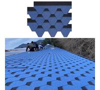 Asphalt Roofing Shingles, 100X32.5CM Large Red Roof Tiles, Weatherproof Asphalt Shingles with Hot Melt Adhesive and Quartz Sand Layer, for Flat and Sloped Roof Refurbishment, Blue(105pcs)
