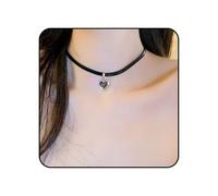 Asphinien Gothic Black Leather Choker Necklace with Butterfly Pendant Sparkling Crystal Heart Charm Collar Punk Style Triangle Geometric Pendant Statement Necklace for Women, One Size, Alloy Steel, No