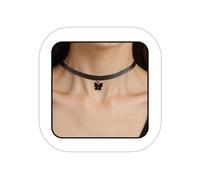 Asphinien Gothic Black Leather Choker Necklace with Butterfly Pendant Sparkling Crystal Heart Charm Collar Punk Style Triangle Geometric Pendant Statement Necklace for Women, One Size, Alloy Steel, No