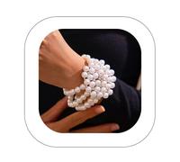 Asphinien Vintage Faux Pearl Choker Necklace 4 Tier Multi-Strand Rhinestone Pearl Bracelet Chunky Elegant Pearl 1920s Women's Jewelry, 16.8 inches, Alloy Steel, No Gemstone