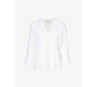 Aspiga Womens White Valentina Broderie-trim Organic-cotton Blouse Xxs
