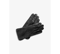 Aspinal Of London Mens Aspinal Of London Three-Point Stitched Cashmere and Wool-Blend Lined Leather Gloves Black