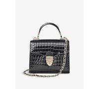 Aspinal of London Womens Black Mayfair Mini Croc-embossed Leather Top-handle Bag 14.5x15.9x6cm