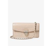 Aspinal of London Womens Taupe Mayfair Croc-effect Leather Clutch Bag