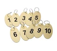Aspire 1-100 ABS Plastic Number Key Tags, Oval Numbered Tags Keychain, ID Tags with Key Ring for Locker, Cabinet, Hotel - Gold