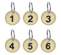Aspire 1-20 Plastic Numbered Key Fobs Gold Round Numbered Key Tags ID Number Tags with Key Ring