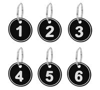 Aspire 1-200 Plastic Numbered Key Fobs Black Round Numbered Key Tags ID Number Tags with Key Ring