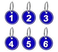 Aspire 1-200 Plastic Numbered Key Fobs Blue Round Numbered Key Tags ID Number Tags with Key Ring