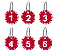 Aspire 1-200 Plastic Numbered Key Fobs Red Round Numbered Key Tags ID Number Tags with Key Ring