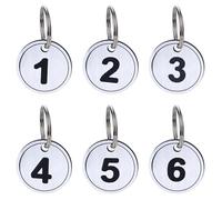 Aspire 1-200 Plastic Numbered Key Fobs Silver Round Numbered Key Tags ID Number Tags with Key Ring