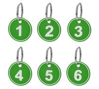 Aspire 1-50 Plastic Numbered Key Fobs Green Round Numbered Key Tags ID Number Tags with Key Ring