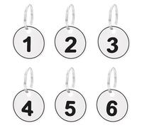 Aspire 1-50 Plastic Numbered Key Fobs White Round Numbered Key Tags ID Number Tags with Key Ring