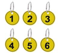 Aspire 1-50 Plastic Numbered Key Fobs Yellow Round Numbered Key Tags ID Number Tags with Key Ring