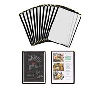 Aspire 12 Pack A4 Menu Covers Single Page Double View Menu Holders with Corner Protectors for Restaurants - 8.5 x 11 Inch