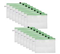 Aspire 16 Pack Waterproof Mesh Zipper Pouches Document File Folders Pencil Pen Case Storage Bags for Office Student-Green-A4