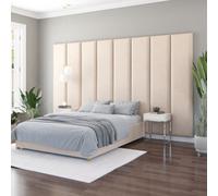 Aspire Furniture Aspire 45Cm X 210Cm Large Upholstered Headboard Wall Panel, Kimiyo Linen Beige, Cream