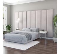 Aspire Furniture Aspire 45Cm X 210Cm Large Upholstered Headboard Wall Panel, Kimiyo Linen Silver, Silver