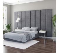 Aspire Furniture Aspire 45Cm X 210Cm Large Upholstered Headboard Wall Panel, Plush Velvet Steel, Grey