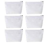 Aspire 6-Pack White Canvas Zipper Bags Cosmetic Bag, 7-1/2 by 5-1/8 with 1-1/2 Inch Bottom