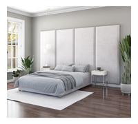 Aspire Furniture Aspire 90Cm X 210Cm Large Upholstered Headboard Wall Panel, Plush Velvet Light Silver, Silver
