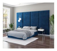 Aspire Furniture Aspire 90Cm X 210Cm Large Upholstered Headboard Wall Panel, Plush Velvet Navy, Blue