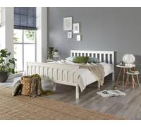 Aspire Atlantic Bed Frame In White With Bonnel Mattress, Size Double