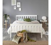 Aspire Atlantic Wood Bed Frame in White - White Painted Finish / Superking